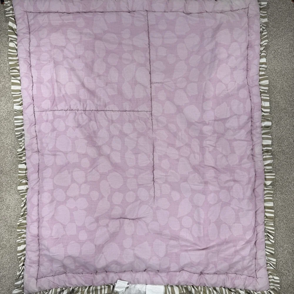 48x36 Purple Jungle Cocalo Crib Quilt Elephant Monkey Giraffe Zebra Blanket Flaw